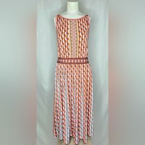 Max Studio London Geometric Print Boho Reto Maxi Dress Size L